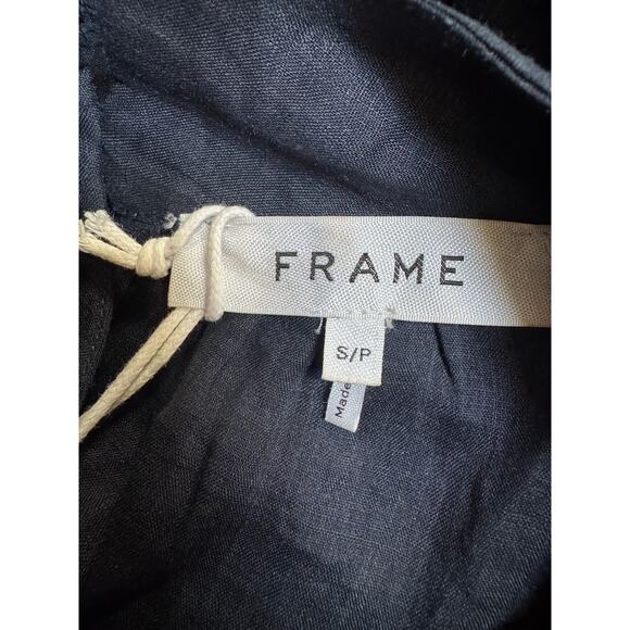 FRAME Navy Eyelet Peplum Top - Size Small, (new) - Picture 4 of 6